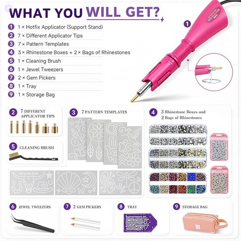 Hotfix Rhinestone Applicator Kit for Clothes, Bedazzler Tool, 7380 Crystals in Saudi Arabia