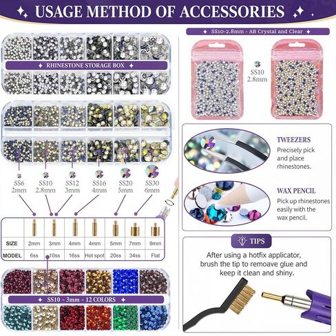 Hotfix Rhinestone Applicator Kit for Clothes, Bedazzler Tool, 7380 Crystals in Saudi Arabia