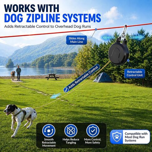 30FT Retractable Dog Tie Out Cable with Heavy Duty Ground Anchor, Tangle-Free Swivel Dog Runner System, Durable Steel Cable Outdoor Leash for Yard, Camping, Park & Travel in Kuwait