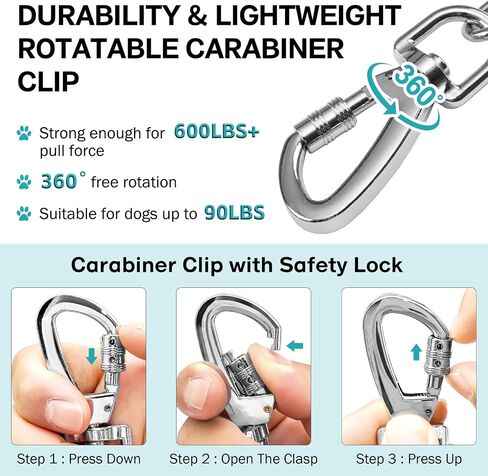 Heavy Duty Dog Chain for Yard-40FT Metal Dog Chain Leash Chew Proof,Long Dog Lead for Outside with Strong Swivel Hook,Outdoor Dog Runner for Camping,Dog Tie Out Cable for Small Medium Dog up to 90LBS in Kuwait