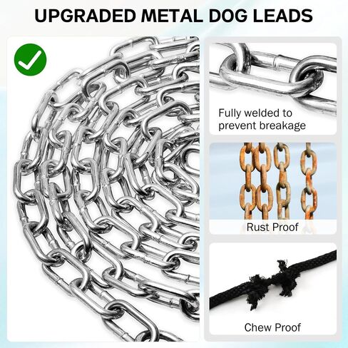 Heavy Duty Dog Chain for Yard-40FT Metal Dog Chain Leash Chew Proof,Long Dog Lead for Outside with Strong Swivel Hook,Outdoor Dog Runner for Camping,Dog Tie Out Cable for Small Medium Dog up to 90LBS in Kuwait
