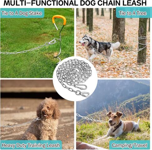 Heavy Duty Dog Chain for Yard-40FT Metal Dog Chain Leash Chew Proof,Long Dog Lead for Outside with Strong Swivel Hook,Outdoor Dog Runner for Camping,Dog Tie Out Cable for Small Medium Dog up to 90LBS in Kuwait