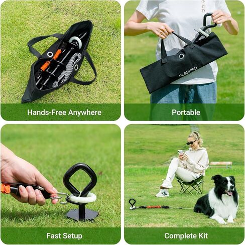 Glow Dog Tie Out Cable and Stake & Shock-Absorbing Bungee Tether in Kuwait