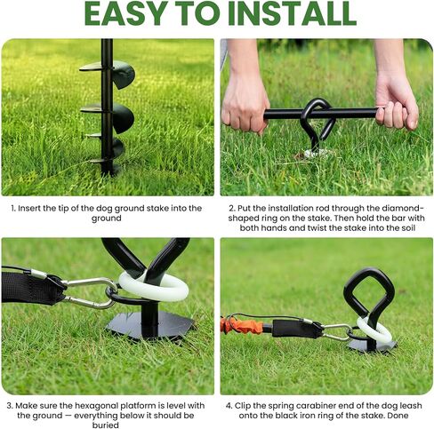 Glow Dog Tie Out Cable and Stake & Shock-Absorbing Bungee Tether in Kuwait