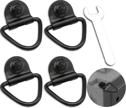 4-Pack Tie Down Kit for Kennel - Tie Down D-Ring Kit, 1000lb Load Capacity, with Wrench - Easy Installation-(All Black), Compatible with Ruffland Kennel in Kuwait
