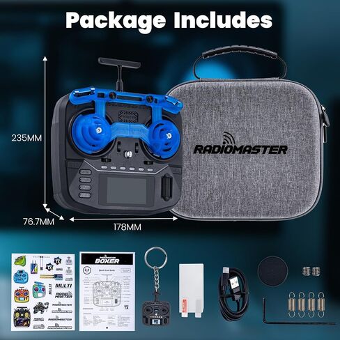 Radiomaster Boxer Remote Controller, 16ch Hall Gimbals ELRS Transmitters with Carrying Case for Fixed-Wing Aircraft/RC Helicopters/FPV Drones/RC Cars/Boats, Mode 2 in Kuwait