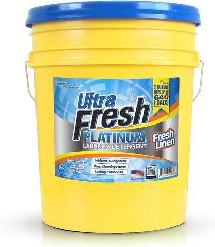 Ultra Fresh Platinum Fresh Breeze HE Liquid Laundry Detergent with Odor Eliminators, Concentrated, Up to 640 Loads. 5 Gallons (640 oz) in Kuwait