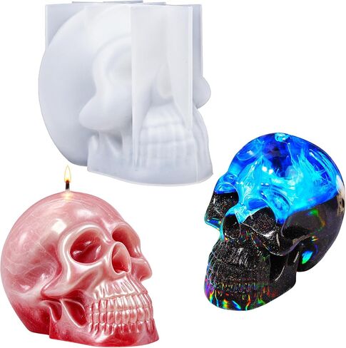 LET'S RESIN Silicone 3D Large Skull Shape Molds, Skeleton Skull Epoxy Resin Mold for Candle Making, Home Decor, Outdoor, Resin Casting Art Crafts in Kuwait
