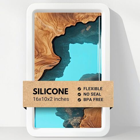 Alaskey® Large Premium Rectangular Resin Table Silicone Mold 16"x10" | Durable, Reusable, No Seal Required | Large Epoxy Resin Mold for DIY River Table, Coffee Table, Cutting Board, Charcuterie Crafts in Kuwait