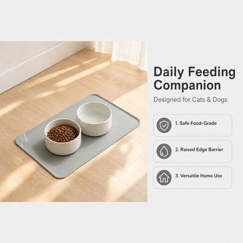 Food-Grade Silicone Dog&Cat Food Mat, Waterproof Feeding Mat-19"x12" in Kuwait