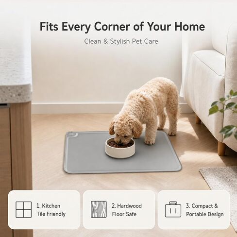 Food-Grade Silicone Dog&Cat Food Mat, Waterproof Feeding Mat-19"x12" in Kuwait