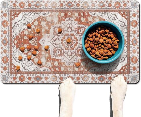 Absorbent Pet Dog Bowl Mat for Food and Water, Pet Cat Food Feeding Mat with Non Slip Rubber Backing, Dog Food Mats for Floors Waterproof, 24"x32" in Kuwait