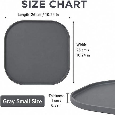 Silicone Pet Feeding Mat, Raised Edge Bowl Tray for Dogs & Cats, 10.24 Inch(Grey) in Kuwait