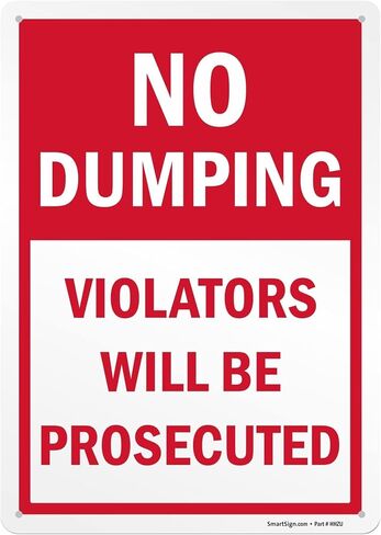 SmartSign (2-Pack) "No Dumping Violators Will Be Prosecuted" Yard Sign with Metal Stake - 9" x 12", Double-Sided, 160 mil Thick Corrugated Plastic Lawn Signs, Water Resistant, Made in USA in Saudi Arabia