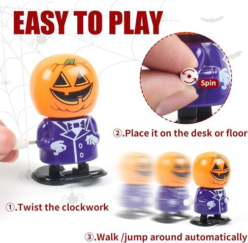 xFFFun 28PCS Halloween Wind Up Toys for Kids Halloween Party Favors Treat Goodie Bag Fillers, Pinata Stuffers Small Classroom Prizes Bulk Trick or Treat Toys Gifts for Boys Girls Giveaways in Saudi Arabia