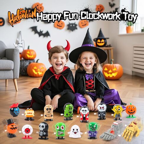 xFFFun 28PCS Halloween Wind Up Toys for Kids Halloween Party Favors Treat Goodie Bag Fillers, Pinata Stuffers Small Classroom Prizes Bulk Trick or Treat Toys Gifts for Boys Girls Giveaways in Saudi Arabia