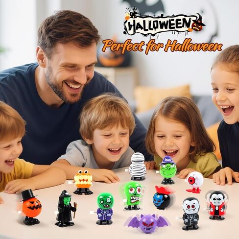 xFFFun 28PCS Halloween Wind Up Toys for Kids Halloween Party Favors Treat Goodie Bag Fillers, Pinata Stuffers Small Classroom Prizes Bulk Trick or Treat Toys Gifts for Boys Girls Giveaways in Saudi Arabia