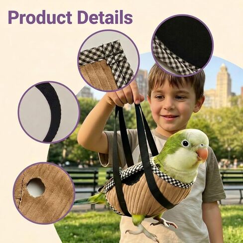 Parrot Outdoor Walking Bag, Escape-Proof Bird Carrier for Small to Large Birds, Secure Outdoor Bird Cage with Anti-Escape Design Structure （Brown L） in Kuwait