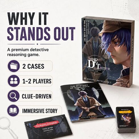 Suzaku Detective II Mystery Puzzle Game, 2 Cases, 1-2 Players, Ages 15+ in Kuwait