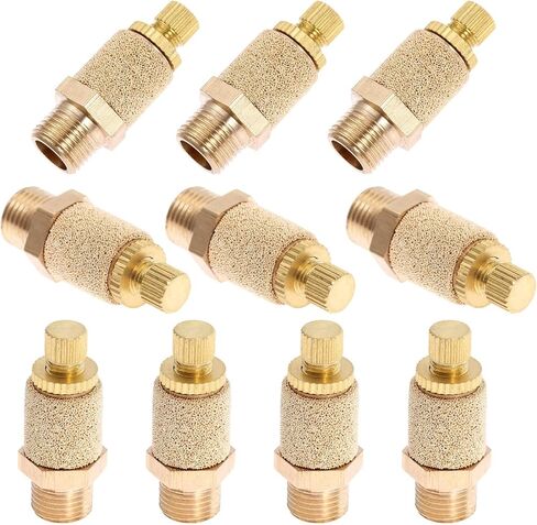 Mtsooning 10PCS Air Pneumatic Flow Control Mufflers, 1/4inch Exhaust Muffler Filters, Bronze Thread Hex Brass Silencer Replacement for 1/4" NPT BSL-02 in Kuwait