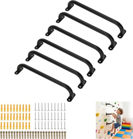 17 Inch Monkey Bars Indoor Outdoor 6 Pack Green, Heavy Duty Metal Monkey Playground Handles, Steel Grab Handles for Swing Set, Treehouse, Climbing Frame, Wall Ladder & Bunk Bed, 300 lbs Capacity in Kuwait