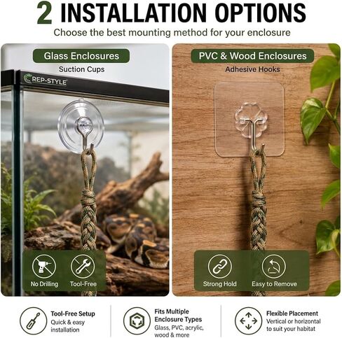Snake Climbing Rope for Reptile Tank, 2 Pack with 4 Suction Cups in Kuwait