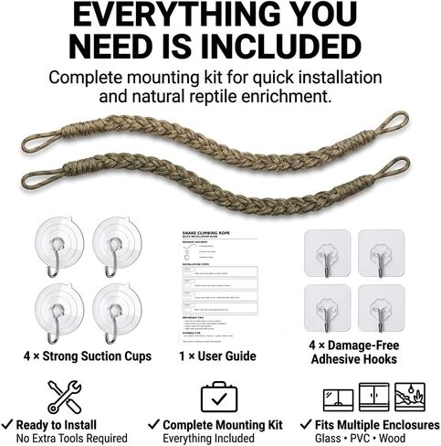 Snake Climbing Rope for Reptile Tank, 2 Pack with 4 Suction Cups in Kuwait