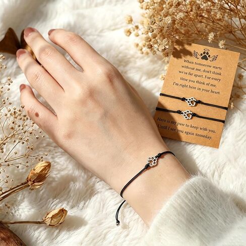 Pet Memorial Gifts Bereavement Loss of Dog Cat Paw Print Bracelets for 2 in Kuwait