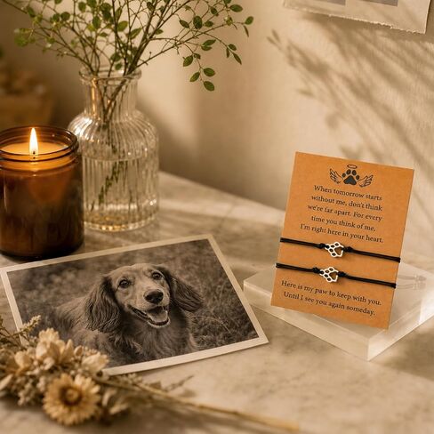 Pet Memorial Gifts Bereavement Loss of Dog Cat Paw Print Bracelets for 2 in Kuwait