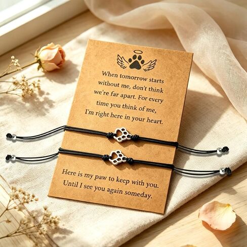 Pet Memorial Gifts Bereavement Loss of Dog Cat Paw Print Bracelets for 2 in Kuwait
