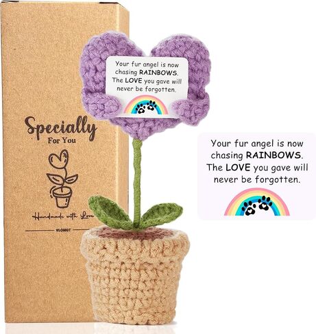 VLOMOT Pet Loss Sympathy Gift - Positive Crochet with Heart-Warming Card - Pet Memorial Gifts for Grieving Friends in Memory of Dog Cat in Kuwait