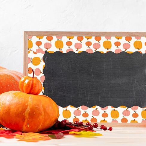 JarThenaAMCS Fall Thanksgiving Bulletin Board Border Orange Pink Pumpkin Die Cut Trim Border Roll for Autumn Thanksgiving Harvest Classroom Chalkboard Window Wall Decor in Kuwait