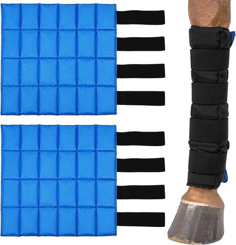 LOVIVO 2 Pack Reusable Gel Horse Ice Boots, Adjustable 4 Leg Cooling Wraps in Kuwait