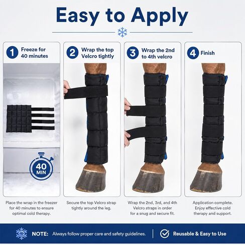 LOVIVO 2 Pack Reusable Gel Horse Ice Boots, Adjustable 4 Leg Cooling Wraps in Kuwait