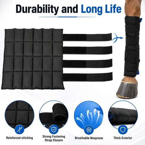 LOVIVO 2 Pack Reusable Gel Horse Ice Boots, Adjustable 4 Leg Cooling Wraps in Kuwait