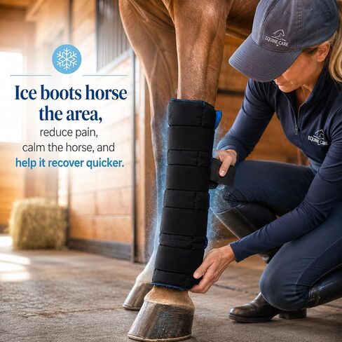 LOVIVO 2 Pack Reusable Gel Horse Ice Boots, Adjustable 4 Leg Cooling Wraps in Kuwait