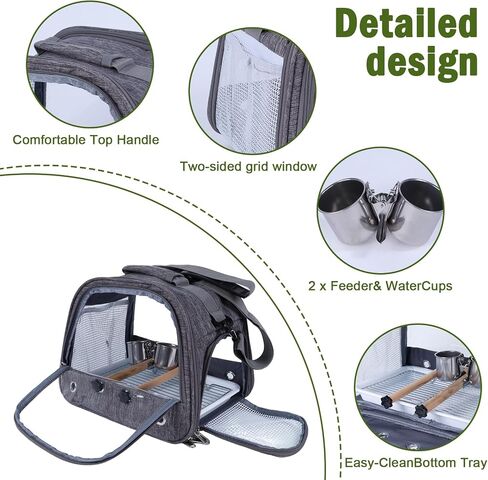 Pethiy Bird Carrier Travel Bag, Bird Travel Carrier Cage for Large Size Parrot Portable Wild Bird Carrier,Lightweight Breathable Bird Backpack Breathable Oxford Parrot Carrier Bag in Kuwait
