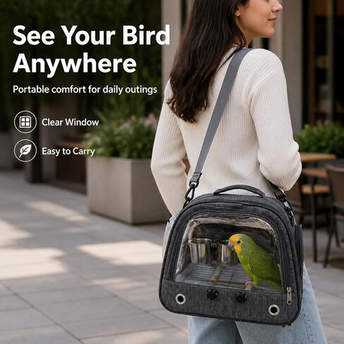 Pethiy Bird Carrier Travel Bag, Bird Travel Carrier Cage for Large Size Parrot Portable Wild Bird Carrier,Lightweight Breathable Bird Backpack Breathable Oxford Parrot Carrier Bag in Kuwait