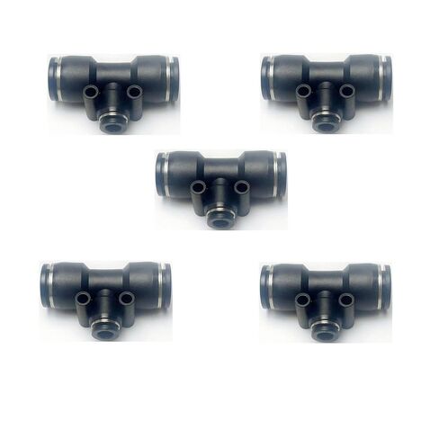 VETLEY PNEUMATIC البلاستيك الأسود دفع لتوصيل التجهيزات 1/8 بوصة أنبوب OD المحملة موصل دفع صالح تركيبات PE-1/8 (حزمة من 5) in Kuwait