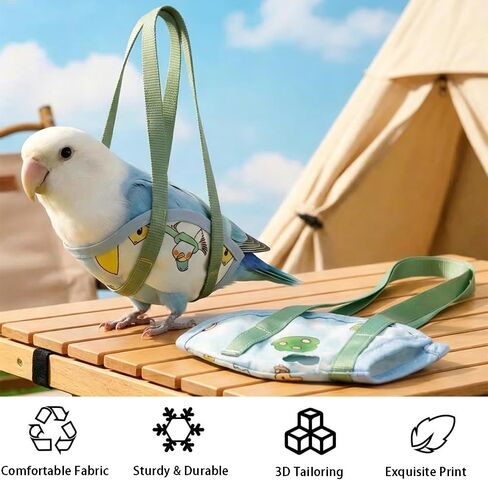 Ouliget Parrot Sling Carrier Bag, Portable Handheld Bird Travel Vests Bag, Escape-Proof Outdoor Walking Bird Pouch for Small Medium Size Parrot Parakeet Budgies,Medium in Kuwait