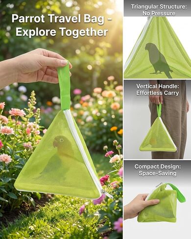 Parrot Triangle Portable Mesh Parrot Bag with Zipper,Hanger, 0.6×0.9Ft in Kuwait