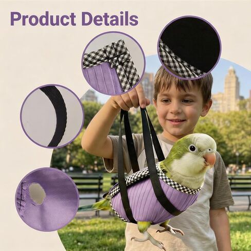 Parrot Outdoor Walking Bag, Escape-Proof Bird Carrier for Small to Large Birds, Secure Outdoor Bird Cage with Anti-Escape Design Structure （Purple XL） in Kuwait