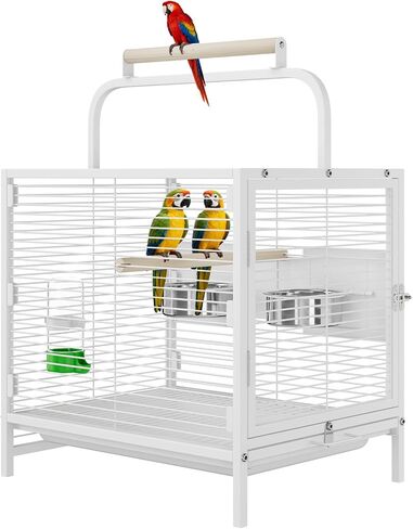TrailBlaze Portable Travel Bird Cage Carrier for Small Parrots - Wrought Iron, 25.9 in H - Slide-Out Tray, Food Bowl & Perch, Easy-Clean Compact Cage for Budgies, Canaries, Lovebirds, Conures in Kuwait