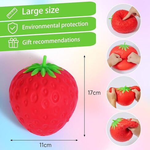 Jumbo Strawberry Squishy Toys, Giant Realistic Fruit Squishy, Soft Slow Rising Stress Ball, Sensory Fidget Toy for Anxiety Relief, Kids & Adults Gift, Party Favor in Kuwait