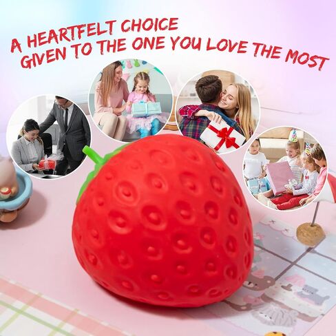 Jumbo Strawberry Squishy Toys, Giant Realistic Fruit Squishy, Soft Slow Rising Stress Ball, Sensory Fidget Toy for Anxiety Relief, Kids & Adults Gift, Party Favor in Kuwait