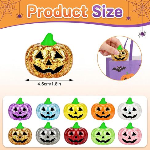 8 Pack Halloween Squishy Toys, Glitter Pumpkin Sensory Fidget Toys in Kuwait