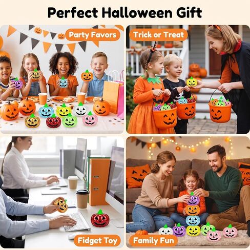 8 Pack Halloween Squishy Toys, Glitter Pumpkin Sensory Fidget Toys in Kuwait