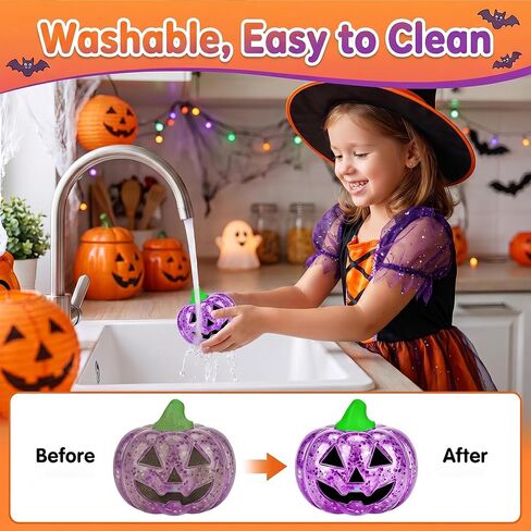 8 Pack Halloween Squishy Toys, Glitter Pumpkin Sensory Fidget Toys in Kuwait