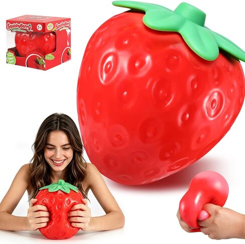 6‑Inch Giant Strawberry Squishy Slow Rising Jumbo Squishy Toy, Big Realistic Soft Fruit Squeeze Stress Ball, Anxiety‑Relief Fidget Sensory Toy, Desk Decoration, Party Favor Gift for Adults and Kids in Kuwait