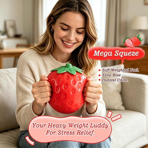 6‑Inch Giant Strawberry Squishy Slow Rising Jumbo Squishy Toy, Big Realistic Soft Fruit Squeeze Stress Ball, Anxiety‑Relief Fidget Sensory Toy, Desk Decoration, Party Favor Gift for Adults and Kids in Kuwait
